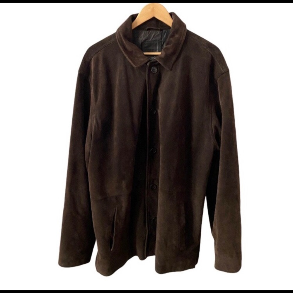 J Crew | dark brown leather button up coat